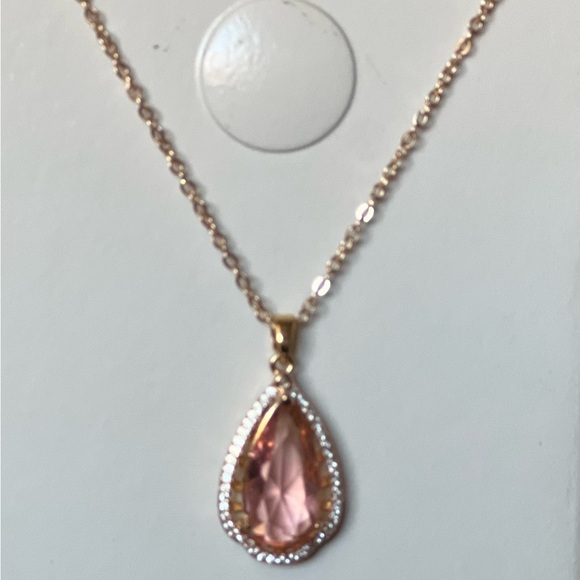 Lab-Created Diamond Exquisite Drop Pendant 14K  Gold Over - Picture 1 of 5